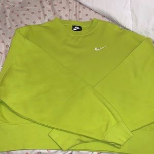 Lime green cropped Nike sweatshirt